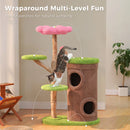 Large Cat Tree with 4 Spacious Condos Thick Scratching Post Flower Top Bed Tall Cat Tower for Indoor Luxury Cat House Bed Toys
