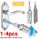 1-4pcs SS001 Key Decoder Tool Pickup Hand Tool Stainless Steel Precision Tool O-ring Pickup Kit Maintenance Repair Kit ﻿