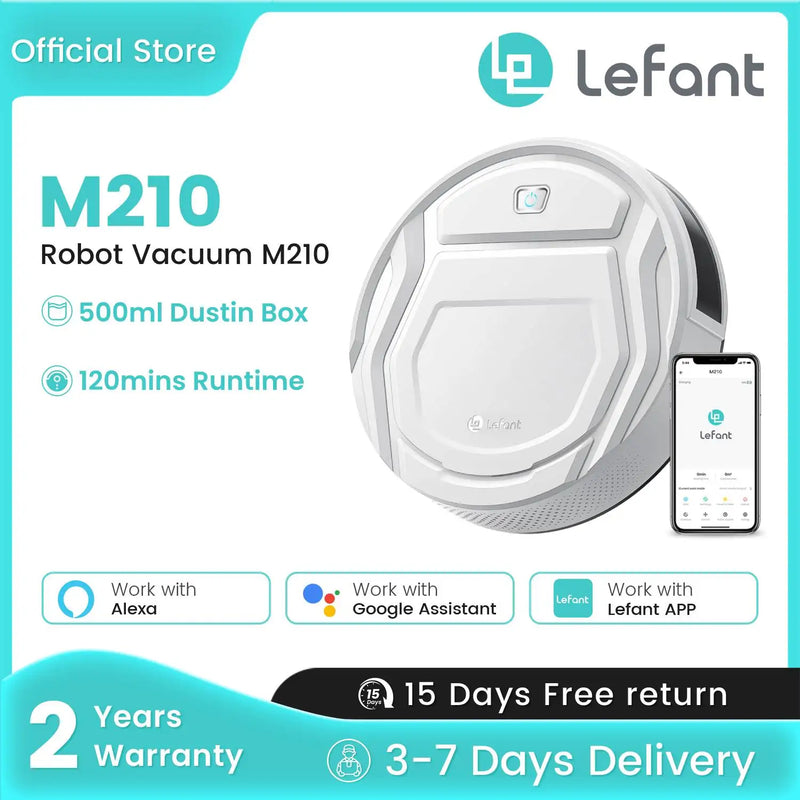 Lefant M210 Robot Vacuum Cleaner Super Slim App Control Strong Suction Self-Charging For Pet Hair Hard Floors Low Carpets