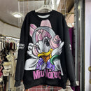 Heavy Industry Unique Design Sequin Print Cartoon Loose Long Sleeves Sweatshirt Autumn Fashion Versatile Top O-neck Hoodies Girl