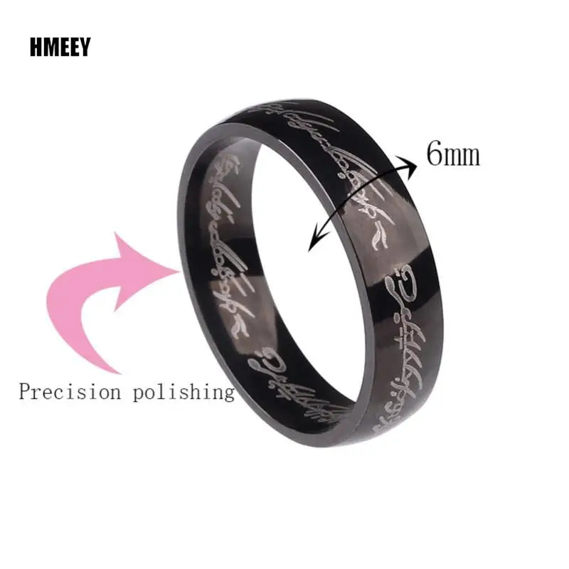 Vacuum Plating Midi Stainless Steel One Ring of Power 3D Carved Refined Wedding Ring Lovers Women Men Fashion Jewelry Wholesale
