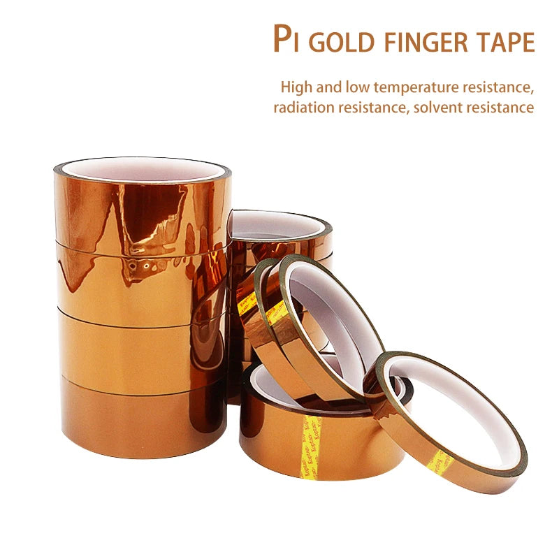 30m Long Gold Finger High Temperature Resistant Tape Polyimide Tape Multi Size Pet Anti Static Lithium Battery Insulation Tape