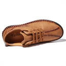 Men Leather Shoes Flat Lace Up Casual Shoes Business Social Loafers Moccasin Summer Walking Breathable Casuals for Men Plus Size