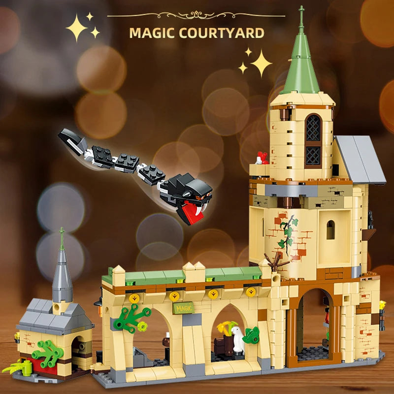 Creative Hogwarts Courtyard Castle Magic College Building Blocks House Architecture Bricks Toys Gift For Children Kids Boy Adult