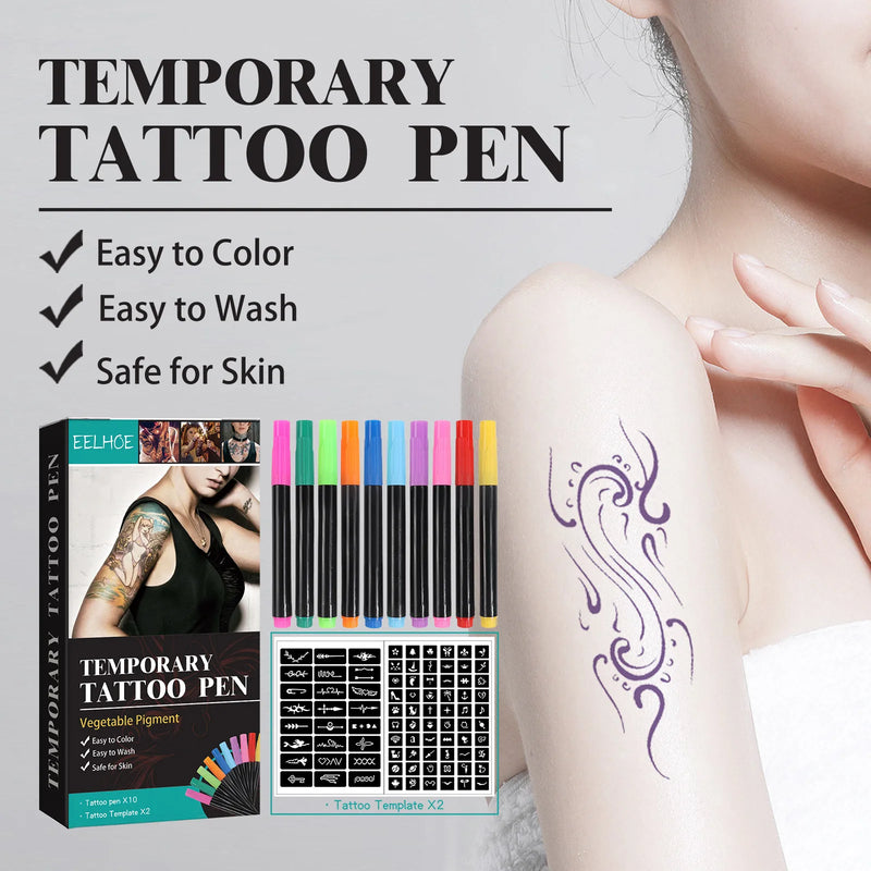 10 Colors Temporary Tattoo Face Body Painting Pen Pigment Non Toxic Waterproof Party Art Festival Cosplay Halloween Make Up Tool