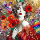 Neu eingetroffen: Diamantmosaik Gustav Klimt Mohnblumen-Landschaft, komplettes Diamant-Malerei-Set zum Selbermachen, Stickerei, Blumen-Heimdekoration