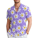 Floral Daisy Casual Men's Shirt Daily Out Summer Lapel Short Sleeve Purple Orange Flower Shirt Hawaii Shirt Casual Clothing