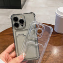 Transparente Kartenfach-Taschenhülle für iPhone 15 14 13 12 11 Pro Max 14Plus Clear Wallet Silikon Stoßfeste Rückseite