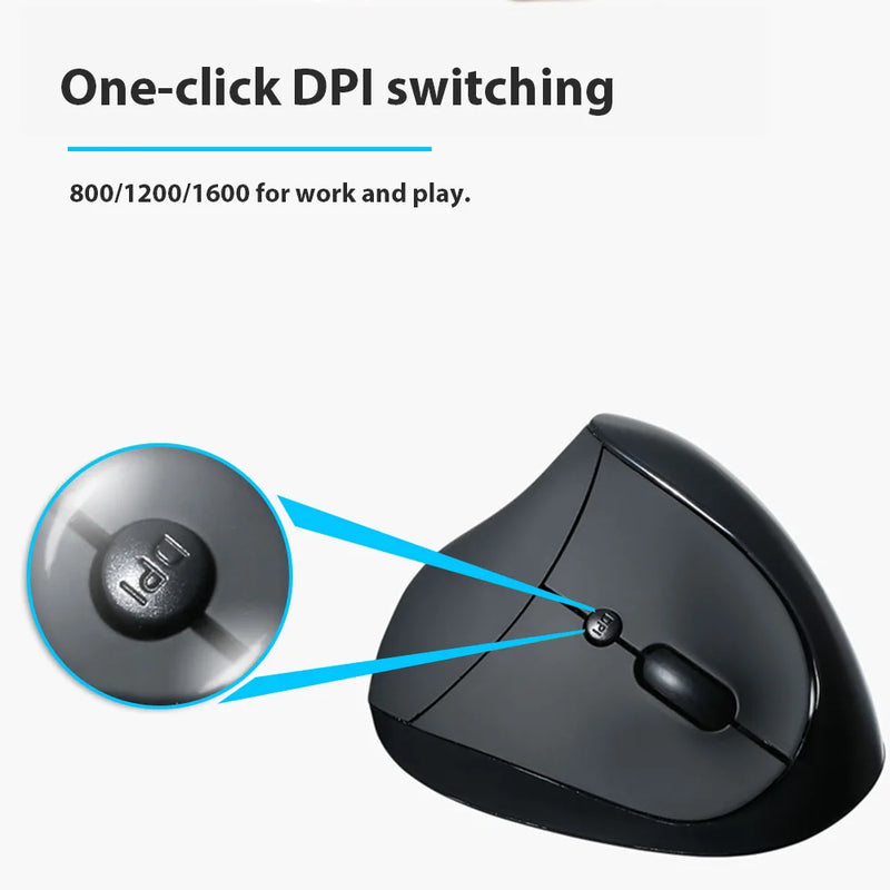 2.4G Rechargeable Wireless Bluetooth Mouse 1600 DPI 6 Buttons Silent Button Ergonomic Vertical Mouse Gaming Mouse for Laptop PC