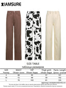 IAMSURE Loose Jeans For Women High Waist Cool Basic Trousers Vintage Casual Full Length Wide Leg Pants High Street Wear Lady