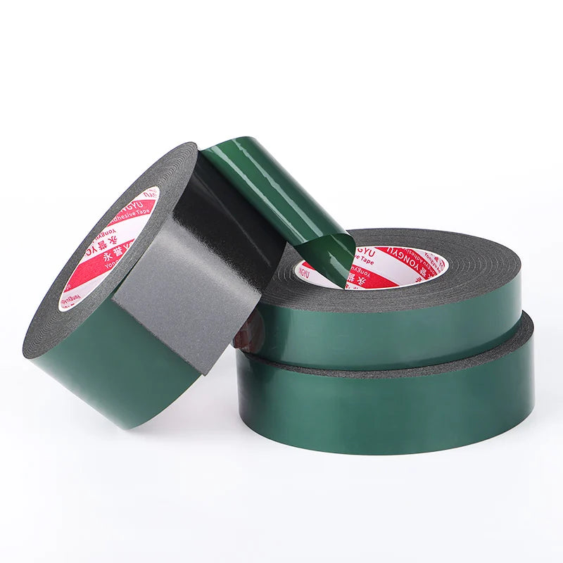 10 Meter Green Film Black Adhesive Foam Double-Sided Tape Soft And Elastic Shock-Absorbing Buffering Sound Insulation Collision