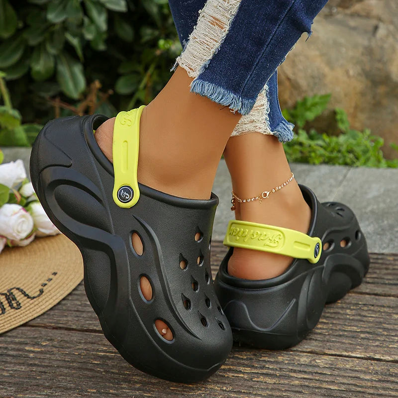 Chunky Platform Clogs Sandals Women 2024 Summer Thick Bottom Wedge Garden Shoes Woman Waterproof Anti Slip Beach Slippers Slides