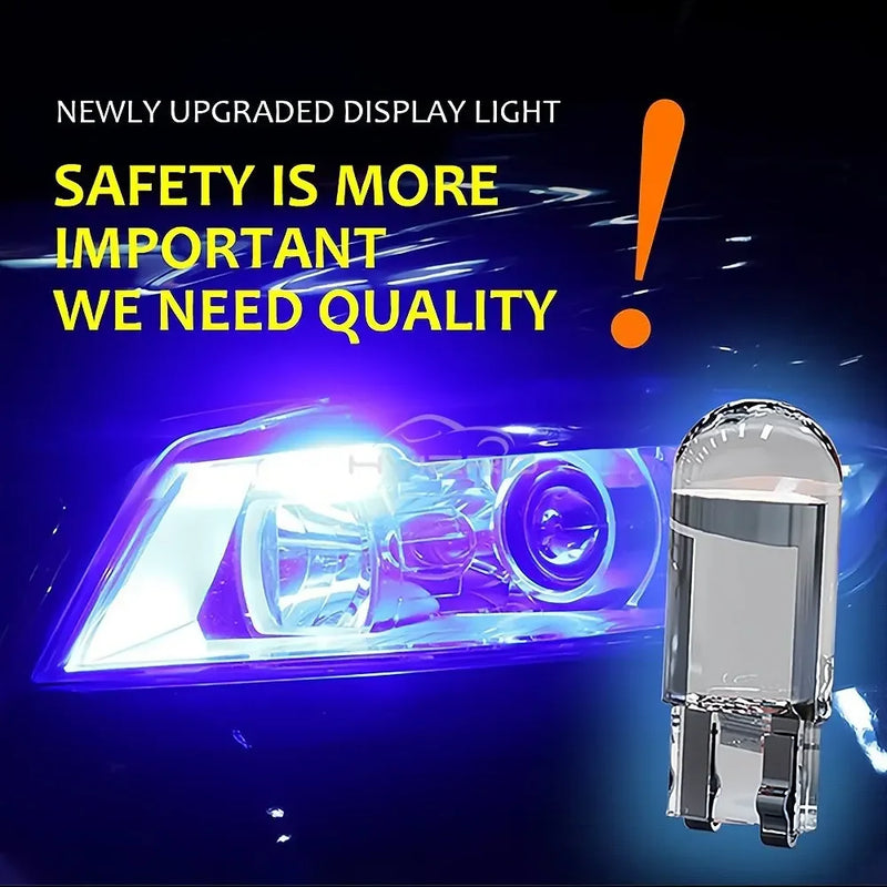 2Pcs Auto Light T10 LED Glass Housing Cob Car BulbAmbient Lighting Reversing Brake Wedge License Plate Lamp Dome Multiple Colors