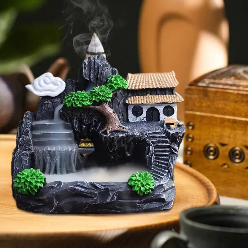 Backflow Incense Burner Resin Incense Waterfall Burner Indoor Smoke Incense Holder Cones Aromatherapy For Bedroom Home Decor