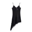 Women Fashion Sexy V-Neck Lace Elegant Halter Dress Asymmetric Hem Dress 2026 Summer New Fashion Holiday Party Beach Dresses