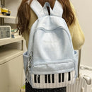 New Large Capacity Polka Dot Backpack Lightweight Multifunctional Piano Key Backpack Black Piano Mochilas for Women