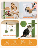 Adjustable Height Cactus Cat Tree for Indoor Cats Floor to Ceiling Cat Tower with Scratching Post Cozy Hammock Dangling Balls