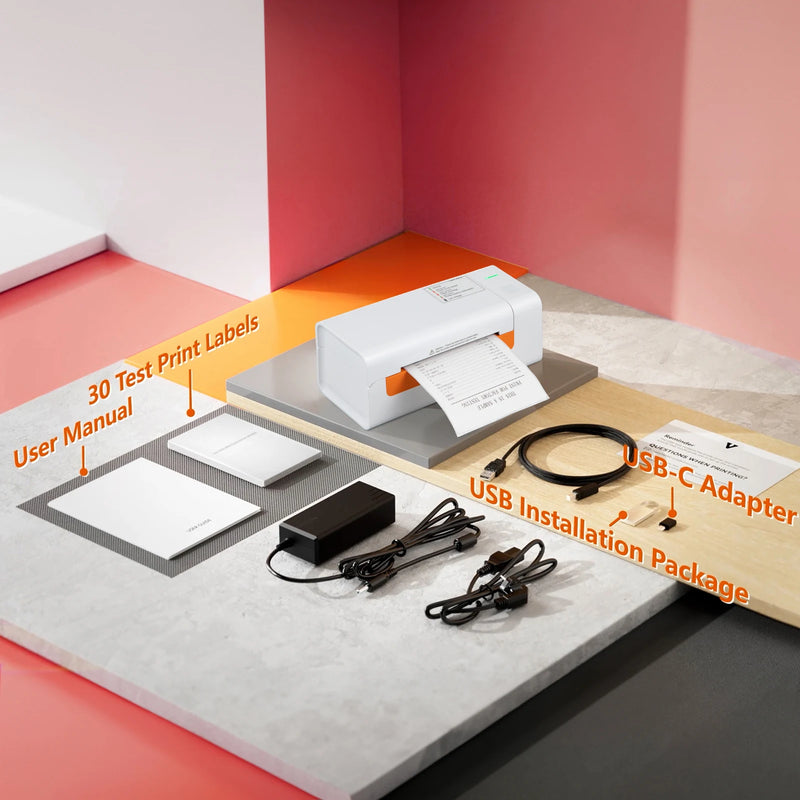 SucceBuy 203dpi Desktop Thermal Label Printer USB Label Maker Sticker Shipping Barcode Printer Compatible W/ Windows/Mac OS