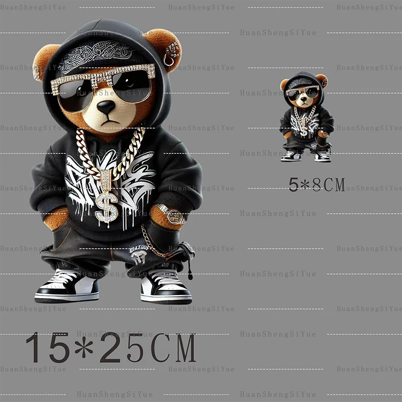 Playful Bear Ironed Sticker Clothes DTF Halloween Thanksgiving Fashion T-shirt Hoodie DIY Jacket Patch Heat Transfer Sticker