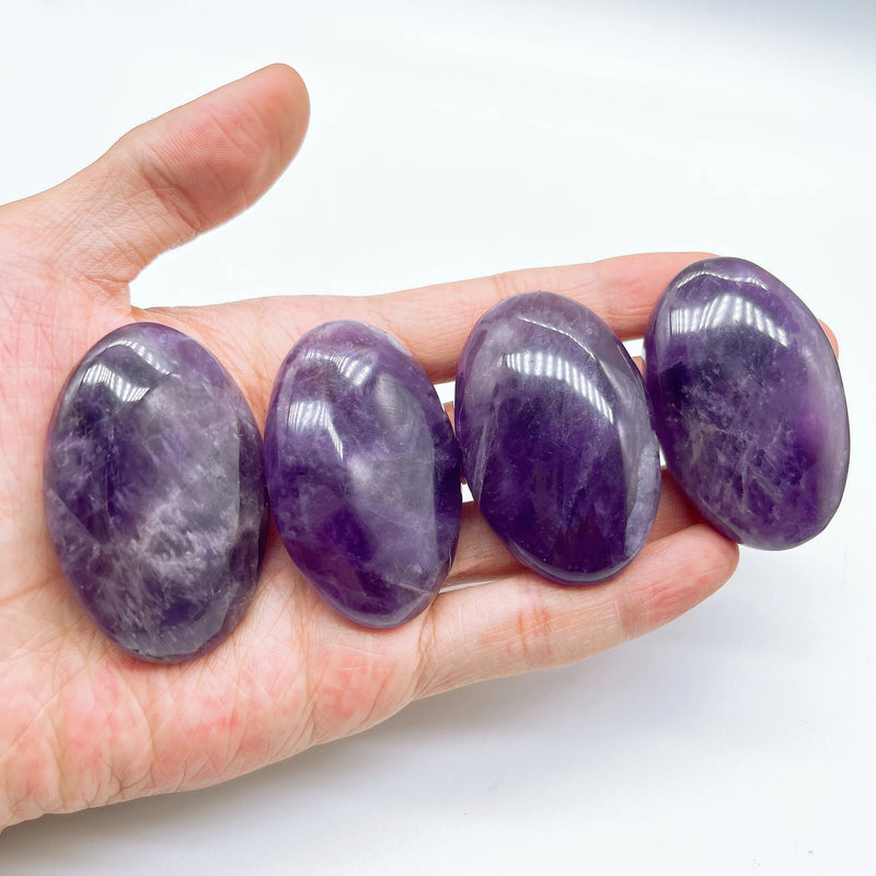 Natural Dream Amethyst Palm Crystal Stone High Quality Tumbled Stones Energy Reiki Quartz Hot Compress message tool Home Decor