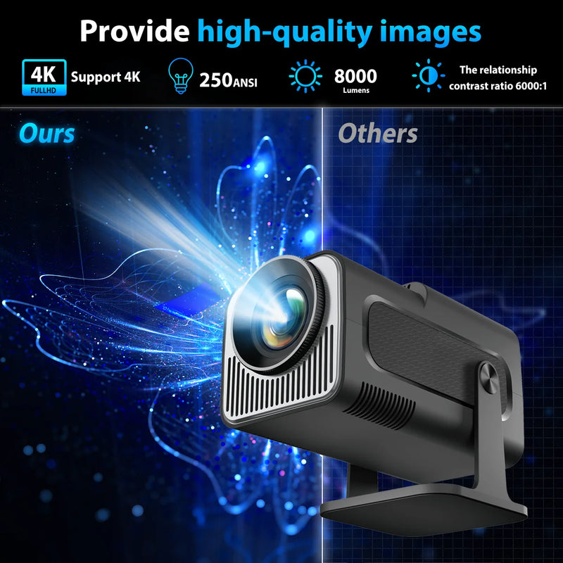 HY320 Mini Portable Projector 4K 1080P Native 1280*720P Android11 WIFI6 BT5.0 Auto Keystone Cinema Video Beam Projector HDMI