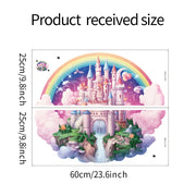 Regenbogen Schloss Vinyl Kinder Wandaufkleber Für Babyzimmer Dekor Schlafzimmer Zubehör Möbel Aufkleber Selbstklebende Tapete Wanddekor