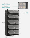 SONGMICS shoe rack with 10 compartments, shoe cabinet, 30x40x30 cm per compartment, narrow, with doors, steel frame, plastic
