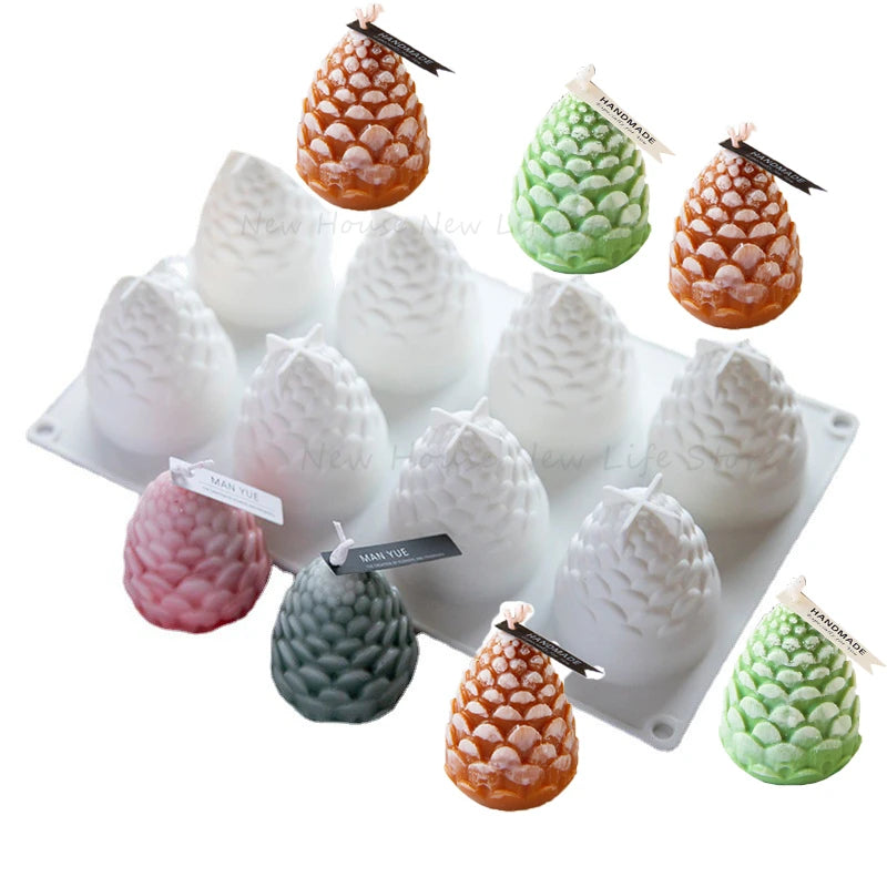 3D Pine Cone Candle Silicone Mold DIY Multicavity Pine Nut Resin Soap Making Set Chocolate Cake Ice Mould Christmas Decor Gift