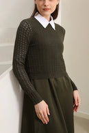 AP 2025 Autumn and Winter Women Hollow Sweater and Satin Sleeveless Dress Elegant Fashion Lady Clothing