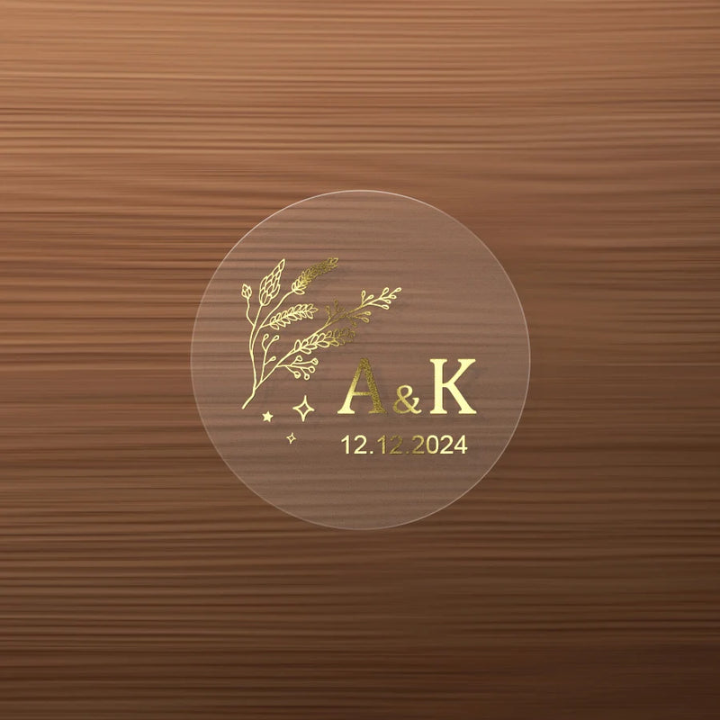 Custom Gold Foil Stickers Wedding nvitation card gift box Personalized Round logo Bridal Party Decoration Hebrew Minor Language