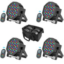 U'King 4PCS 36 LED Par Light with Bag DMX512 RGB LED Stage Flat Par Light Sound Activated Effect for DJ Party Disco Stage Light