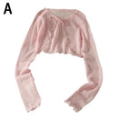 Thin Sunscreen Cardigan Lace-up Knitwear Tops Summer Women Korean Style Lantern Sleeve Short Coat Casual Sun Protected