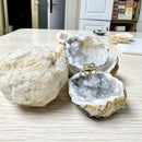 Natural Crystal Ring Box Moroccan Crystal Cave Jewelry Box Display Stand Rings Organizers Storage Container Valentine's Day Gift