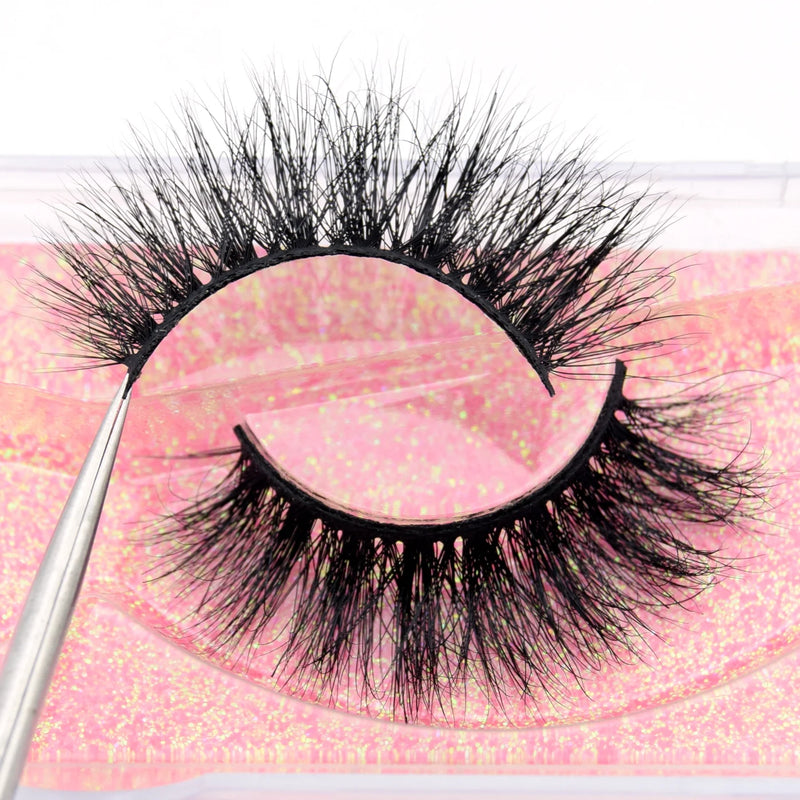 Visofree Half Mink Lashes Make Up False Eyelashes Hand Up Natural Long Mink Lashes Cruelty Free Crisscross Mink Fake Eyelashes