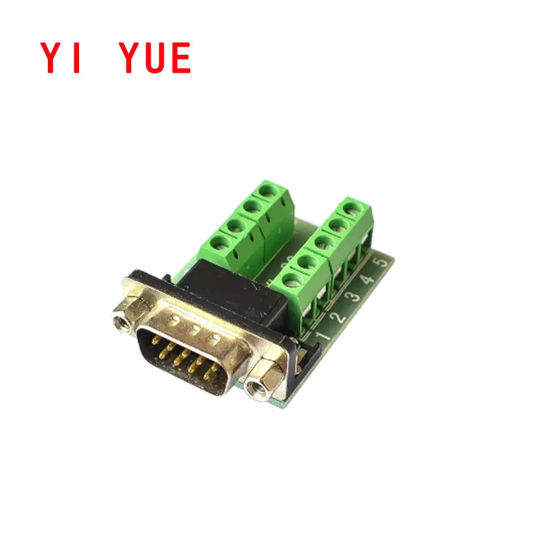 D-Sub 9pin Solderless Connectors DB9 RS232 Serial to Terminal Female Male Adapter Connector Breakout Board Black+Green