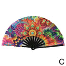 Classic Folding Fan Hand Fans Rainbow Home Print Bamboo Bone Cooling Handheld Festival Performance Dance Crafts Gift 33cm