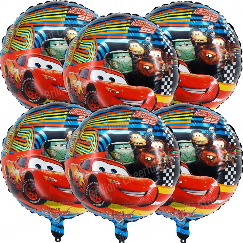 Disney Lightning McQueen Foil Balloons Set,Cars Birthday Decorations, Baby Shower, Race Car, Party Supplies, Gifts, 18Inch, 6Pcs