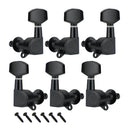 FLEOR Set of 3x3 Tuning Pegs Acoustic Guitar Machine Heads Tuners Keys 3L3R,Chrome/Black