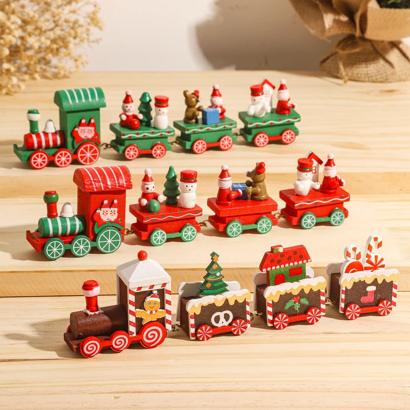 Wooden/Plastic Train Christmas Ornament Merry Christmas Decoration For Home 2024 Xmas Gifts Noel Natal Navidad New Year 2025