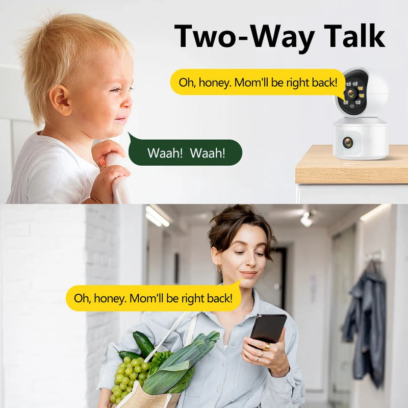 6MP WiFi IP Camera Dual Lens Dual Screen Baby Monitor Home Security Camera PTZ Auto Tracking CCTV Video Surveillance ICsee