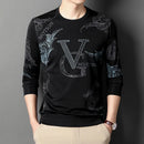 Neues Herren-Langarmshirt mit Rundhalsausschnitt und Print, dünn, Sommer, bequem, modisch, leger, Neuheiten, Streetstyle-Oberteil