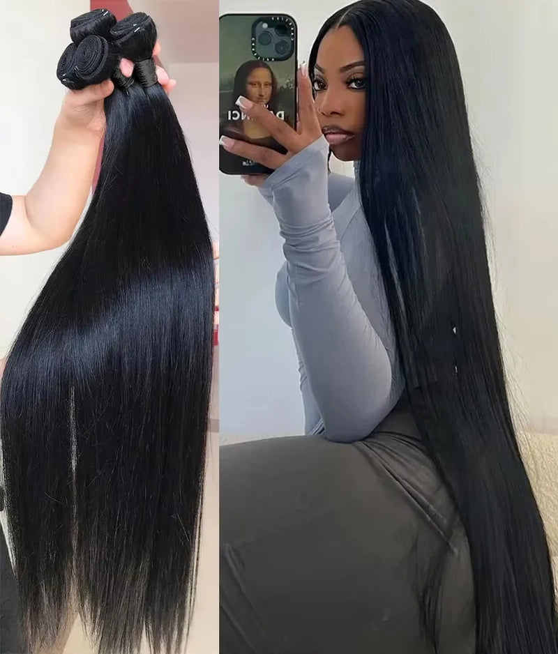 10-40 Inch Straight Human Hair Bundles 100% Raw Human Hair Bundles 3/4 Pcs Brazilian Hair Bundles For Women Hair Extensions