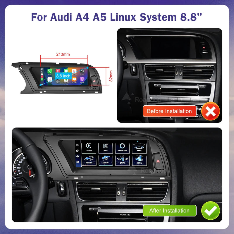 Linux Car Multimedia Radio Touch Screen For Audi A4 A5 2013-2015 with Wireless CarPlay Android Auto Airplay Miracast Function