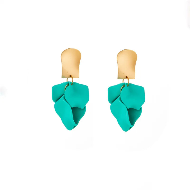 Colorful Petal Leaves Drop Earrings For Women Korean Fashion Jewelry Women's Accessories Charm Gift Wholesale