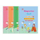 Deutsche magische Bücher für Kinder wiederverwendbar 3D-Rille magisches Notizbuch Schreiben für Beschriftung Kalligraphie Set Montessori Ring Notizbuch