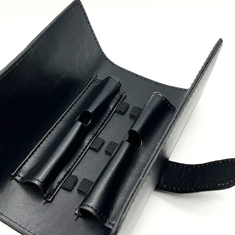 Luxury Black Leather MB Pen Bag Portable Single & Double Pens Holder High Quality Stationery Supplies Pencil Case As Gift