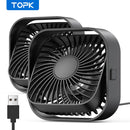 TOPK USB Desk Fan,[2Pack] Mini Fan, Strong Airflow & Quiet Operation,360° Rotatable Head 3-Speed Wind Small Cooling Fan for Home