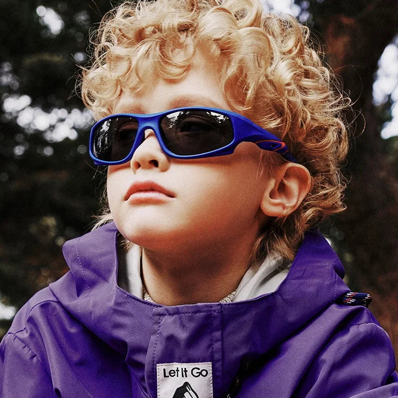 Outdoor Sports Kids Silicone Frame TAC Polarized Sun Glasses Soft TR90 UV400 Wrap Around Sport Sunglasses for Boys Girls Shades