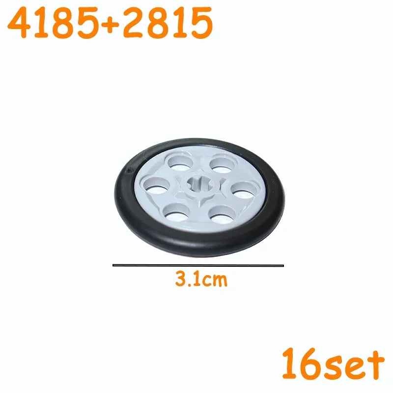 Car Truck Wheels Hub Bricks MOC Technical Tire Wheel Cross Hole Set Motorcycle Tyre & Rim Construction Building Blocks