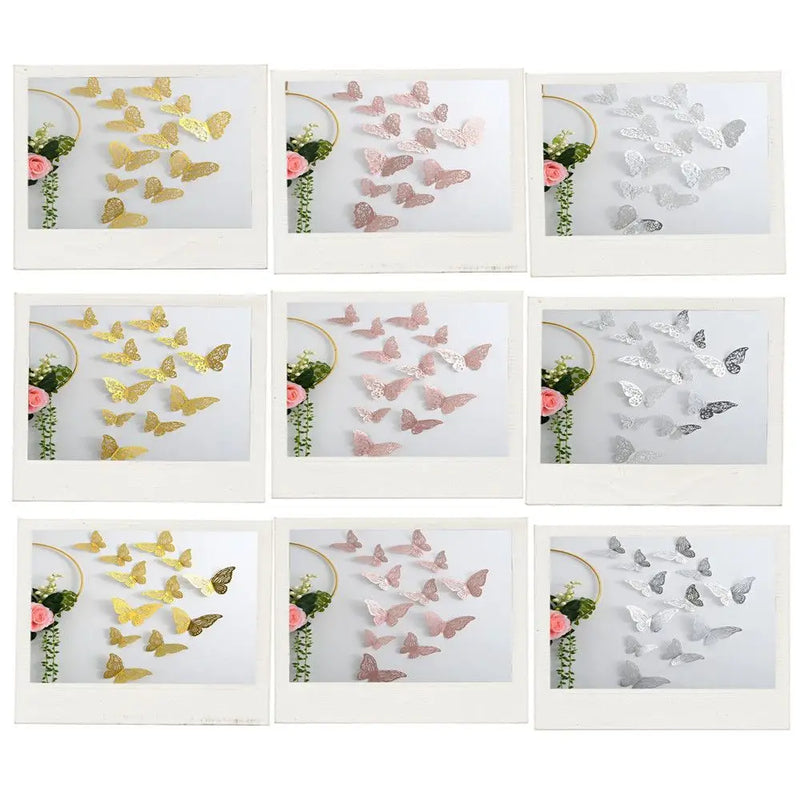 12Pcs/Set 3D Hollow Butterfly Wall Decals Stickers DIY Butterflies Art Wall Decor Wedding Festival Wallpaper Home Decoration